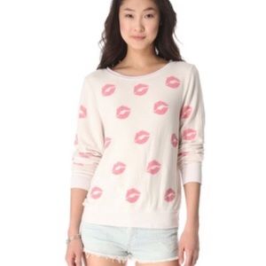 Wildfox white and pink baggy beach jumper